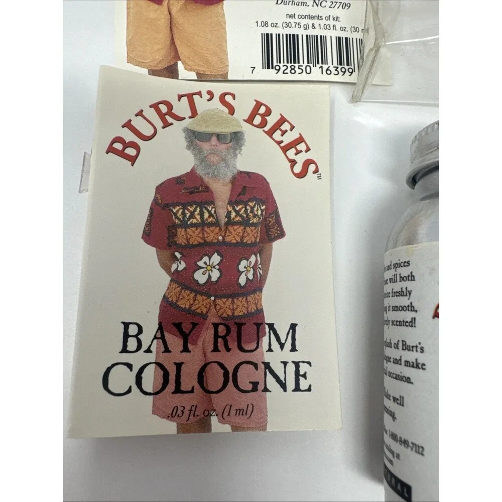VTG 4pc BURT'S BEES Bay Rum Grooming Kit Travel Size Aftershave Balm Cologne Cre